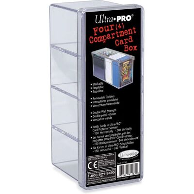 Boîte de rangement Ultra Pro 4 compartiments - Cartes de jeu - Publicité Boîte de rangement Ultra Pro 4 compartiments - Cartes de jeu - Publicité