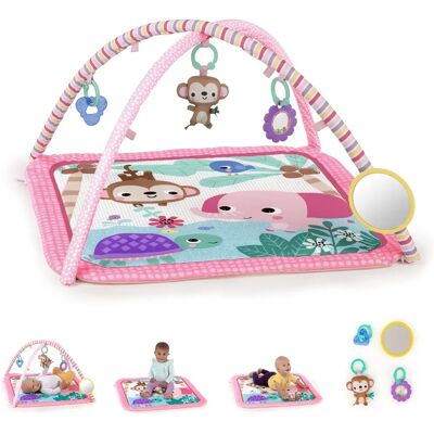 Bright Starts Floral Safari Baby Activity Gym - Machine Washable Play Mat with 4 Toys - Pink and Purple - Baby Activity Gym Bright Starts Floral Safari Baby Activity Gym - Machine Washable Play Mat with 4 Toys - Pink and Purple - Baby Activity Gym