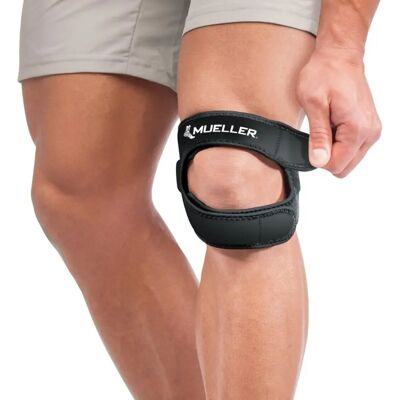 Sangle de genou Mueller Max - Noire - Soutient Genou, Rotule, Tendons - Publicité Sangle de genou Mueller Max - Noire - Soutient Genou, Rotule, Tendons - Publicité