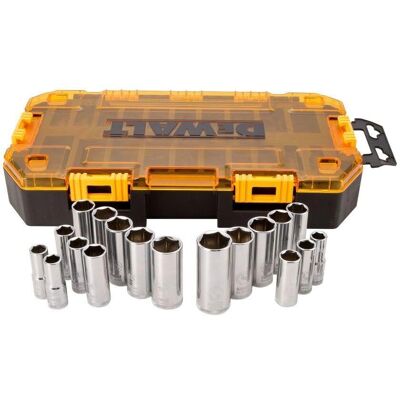 Zestaw głębokich nasadek Dewalt - 20 części, 3/8" napęd, metryczne/SAE Zestaw głębokich nasadek Dewalt - 20 części, 3/8" napęd, metryczne/SAE
