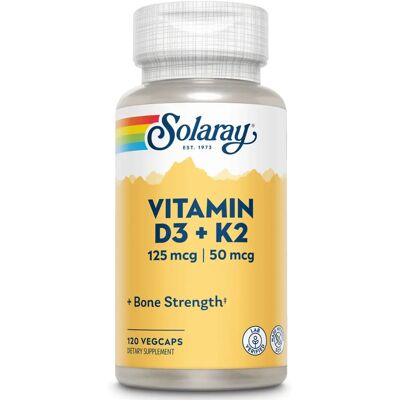 Solaray Vitamin D3 & K2 120 Veggie Kapseln - Vitamine & Nahrungsergänzung Solaray Vitamin D3 & K2 120 Veggie Kapseln - Vitamine & Nahrungsergänzung