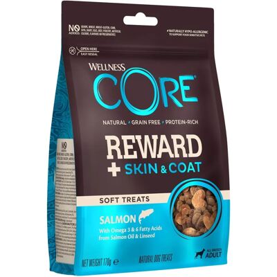 Friandises pour chiens au saumon, peau et pelage - 170g Friandises pour chiens au saumon, peau et pelage - 170g