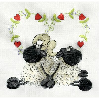 DMC Love You Too Cross Stitch Kit - Cotton, 14ct Aida, Needle DMC Love You Too Cross Stitch Kit - Cotton, 14ct Aida, Needle