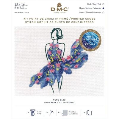 DMC Blue Tutu Cross Stitch Kit - People DMC Blue Tutu Cross Stitch Kit - People