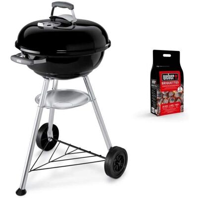 Parrilla de carbón Weber Compact Kettle 47cm con chimenea y briquetas Parrilla de carbón Weber Compact Kettle 47cm con chimenea y briquetas