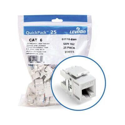Leviton 61110-BW6 White Category 6 Keystone Module Leviton 61110-BW6 White Category 6 Keystone Module