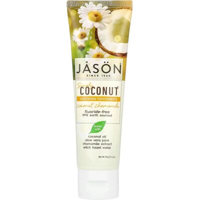 Dentifrice Jasön Simply Coconut Camomille (119 g) - Publicité Dentifrice Jasön Simply Coconut Camomille (119 g) - Publicité