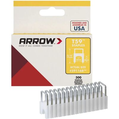 Arrow T59 Insulated Staples - 6x6mm - 300 pack Arrow T59 Insulated Staples - 6x6mm - 300 pack