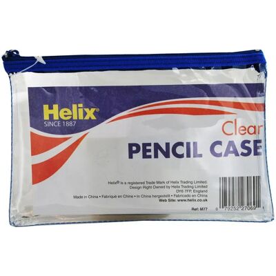 Helix Clear Pencil Case 200x125mm Assorted - Pencil Case Helix Clear Pencil Case 200x125mm Assorted - Pencil Case