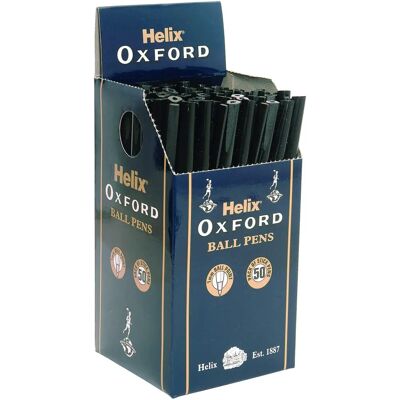 Helix Oxford Ballpoint Pens - Black - Pack of 50 Helix Oxford Ballpoint Pens - Black - Pack of 50