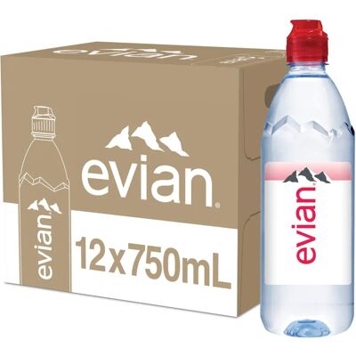 Evian Natural Mineral Water - 75 cl - Sports Cap - 12-pack - Water Evian Natural Mineral Water - 75 cl - Sports Cap - 12-pack - Water