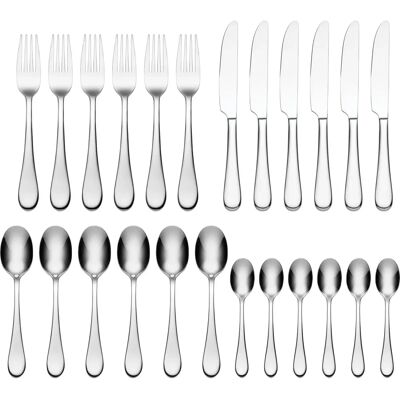 Oneida Icarus Stainless Steel Cutlery Set - 24 Piece - Silver - Dining Utensils Oneida Icarus Stainless Steel Cutlery Set - 24 Piece - Silver - Dining Utensils