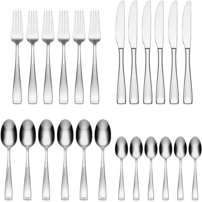 Oneida Moda II 24 Piece Cutlery Set - Stainless Steel - Rust Resistant - Dishwasher Safe Oneida Moda II 24 Piece Cutlery Set - Stainless Steel - Rust Resistant - Dishwasher Safe