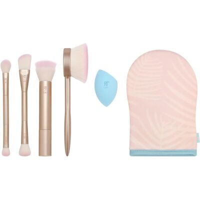 Set de pensule de machiaj Endless Summer de la Real Techniques - Pensule pentru față pentru fond de ten și pudră Set de pensule de machiaj Endless Summer de la Real Techniques - Pensule pentru față pentru fond de ten și pudră
