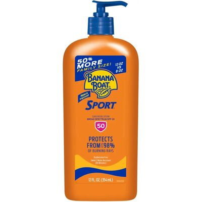 Lait solaire Banana Boat Sport SPF 50 - Taille familiale - Publicité Lait solaire Banana Boat Sport SPF 50 - Taille familiale - Publicité