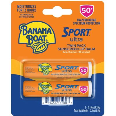 Baume à lèvres Banana Boat Sport Ultra SPF 50+ - Pack Double - Publicité Baume à lèvres Banana Boat Sport Ultra SPF 50+ - Pack Double - Publicité