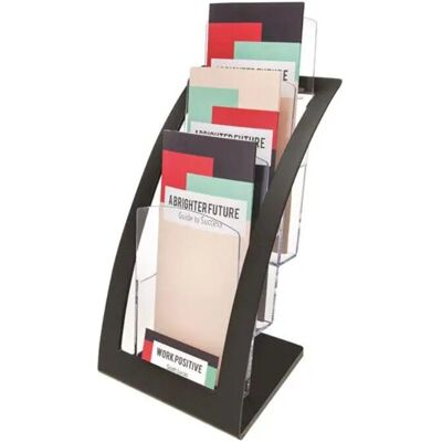Deflecto 693604 Literature Rack - 3 Shelves - Black, Transparent Deflecto 693604 Literature Rack - 3 Shelves - Black, Transparent