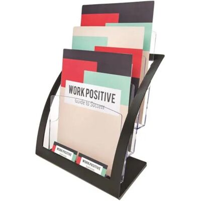 Deflecto Prospektständer - Schwarz, Transparent, 3 Fächer - Prospekthalter Deflecto Prospektständer - Schwarz, Transparent, 3 Fächer - Prospekthalter