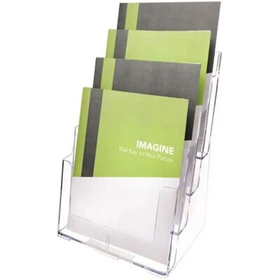 Deflecto 77441 Support à Brochures - 4 Étagères, Transparent - Publicité Deflecto 77441 Support à Brochures - 4 Étagères, Transparent - Publicité