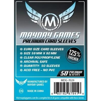 Protège-cartes Euro Premium Mayday - 59x92mm - 50 pcs - Publicité Protège-cartes Euro Premium Mayday - 59x92mm - 50 pcs - Publicité
