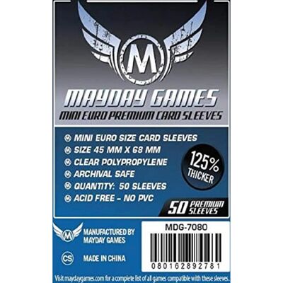 Manchon pour cartes Mayday Games Mini Euro Premium - 45mm x 68mm - Bleu foncé - Publicité Manchon pour cartes Mayday Games Mini Euro Premium - 45mm x 68mm - Bleu foncé - Publicité