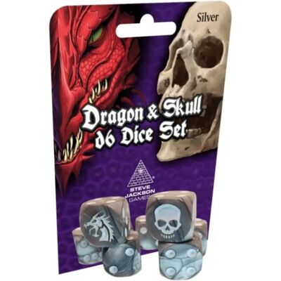 Pack de dés Dragon & Skull Argent de Steve Jackson Games Pack de dés Dragon & Skull Argent de Steve Jackson Games