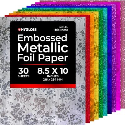 Hojas de papel metálico en relieve de Hygloss – Colores y diseños variados Hojas de papel metálico en relieve de Hygloss – Colores y diseños variados
