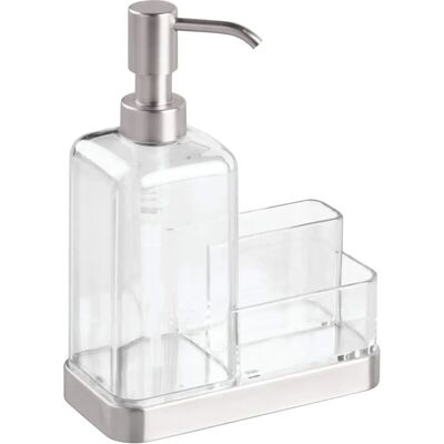 Distributeur de savon transparent iDesign avec support pour éponge - Distributeur Distributeur de savon transparent iDesign avec support pour éponge - Distributeur