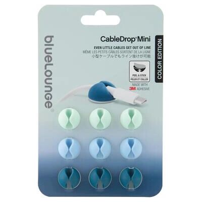 Bluelounge CableDrop Mini - Kaapelinhaltija Sininen - 9 Kpl Bluelounge CableDrop Mini - Kaapelinhaltija Sininen - 9 Kpl