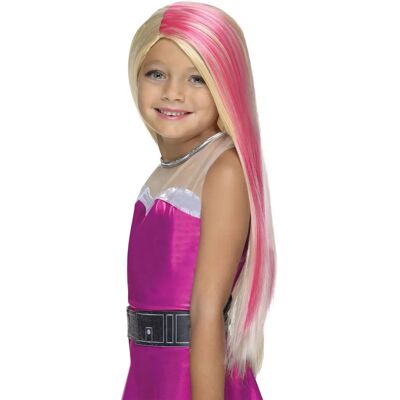 Accessorio costume Barbie di Rubies - Peruca bionda e rosa - Bambini Accessorio costume Barbie di Rubies - Peruca bionda e rosa - Bambini