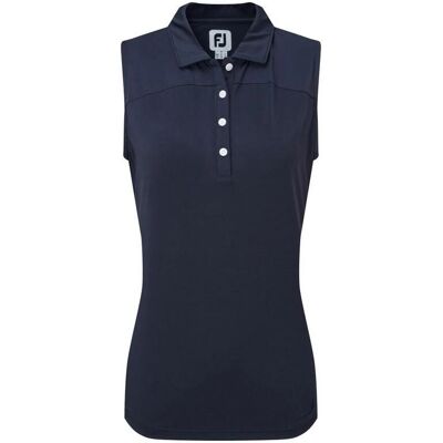 FootJoy Damen Navy Mesh-Rück Polo - Golfshirt Ohne Ärmel FootJoy Damen Navy Mesh-Rück Polo - Golfshirt Ohne Ärmel
