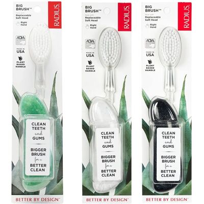 Cepillo de dientes Radius Big Brush sin BPA, aprobado por la ADA - Pack de 3 para diestros Cepillo de dientes Radius Big Brush sin BPA, aprobado por la ADA - Pack de 3 para diestros