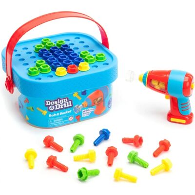 Educational Insights Design & Drill Bolt-It Bucket - Set di trapano e viti - Giocattolo educativo per bambini Educational Insights Design & Drill Bolt-It Bucket - Set di trapano e viti - Giocattolo educativo per bambini
