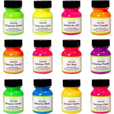 Kit de Peinture en Cuir Néon Angelus - 12 Couleurs Vives pour Chaussures & Vestes - Publicité Kit de Peinture en Cuir Néon Angelus - 12 Couleurs Vives pour Chaussures & Vestes - Publicité