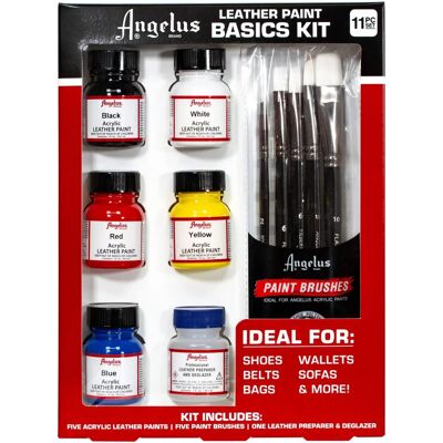 Conjunto de Tinta para Couro Angelus - Kit Básico 7 Peças Conjunto de Tinta para Couro Angelus - Kit Básico 7 Peças