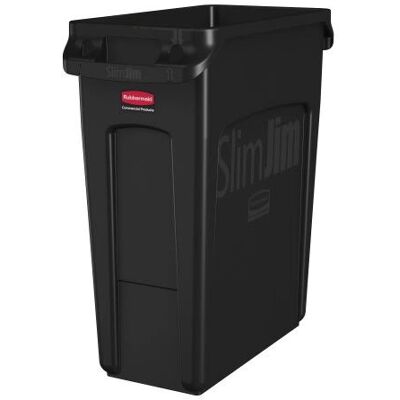 Rubbermaid Slim Jim Geventileerde Afvalbak 60 L - Zwart (76227840) Rubbermaid Slim Jim Geventileerde Afvalbak 60 L - Zwart (76227840)