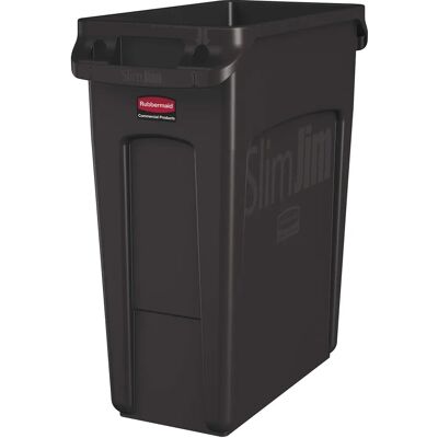Rubbermaid Poubelle - Slim Jim 60L Ventilé Marron Rubbermaid Poubelle - Slim Jim 60L Ventilé Marron
