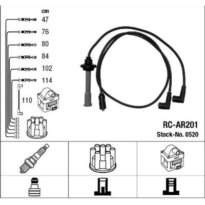 NGK 0520 Tenningsett for Alfa Romeo 75 - Tenningssystem NGK 0520 Tenningsett for Alfa Romeo 75 - Tenningssystem