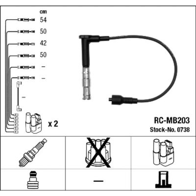 NGK 0738 Zündkabel - Kupfer, 4 Leitungen, Für Mercedes-Benz NGK 0738 Zündkabel - Kupfer, 4 Leitungen, Für Mercedes-Benz