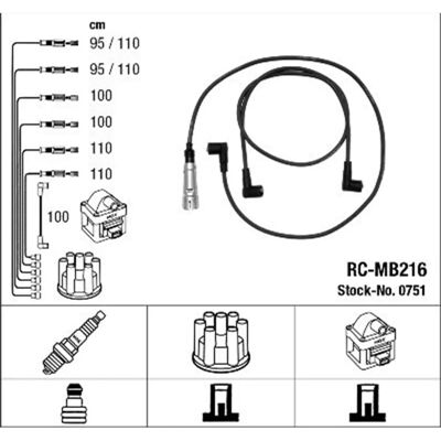 NGK 0751 Σετ καλωδίων ανάφλεξης - Mercedes-Benz S-Class SL 0751 NGK 0751 Σετ καλωδίων ανάφλεξης - Mercedes-Benz S-Class SL 0751