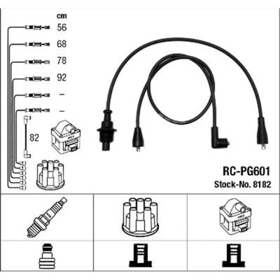Ngk 8182 Σετ καλωδίων ανάφλεξης για Peugeot 205, 305, 309, 405 - Σετ καλωδίων ανάφλεξης Ngk 8182 Σετ καλωδίων ανάφλεξης για Peugeot 205, 305, 309, 405 - Σετ καλωδίων ανάφλεξης