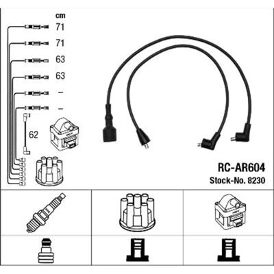 NGK 8230 Σετ Αναφλεγόμενων Καλωδίων - 5 Πόρτες για Alfa Romeo 33 NGK 8230 Σετ Αναφλεγόμενων Καλωδίων - 5 Πόρτες για Alfa Romeo 33