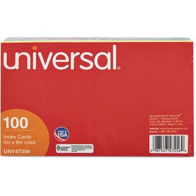 Universal UNV47256 Index Cards - Multicolour 5x8 - 100 pcs Universal UNV47256 Index Cards - Multicolour 5x8 - 100 pcs