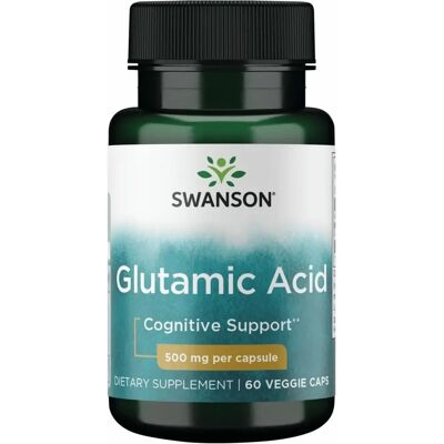 Swanson Glutamic Acid 500mg - Vegan Capsules - Supports Brain & Memory Swanson Glutamic Acid 500mg - Vegan Capsules - Supports Brain & Memory