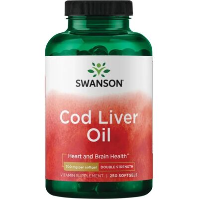 Swanson Cod Liver Oil - 700mg Double-Strength Softgels - 250 Swanson Cod Liver Oil - 700mg Double-Strength Softgels - 250