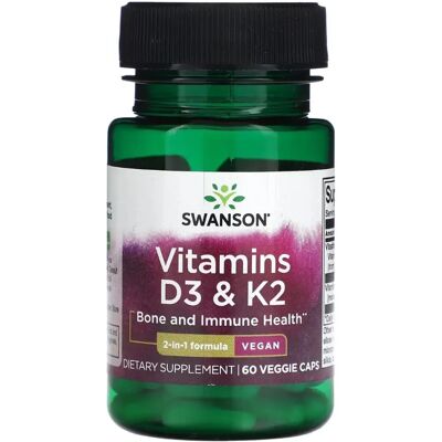 Swanson Vitamin D3 & K2 Kapseln - Für Knochen & Immunfunktion Swanson Vitamin D3 & K2 Kapseln - Für Knochen & Immunfunktion