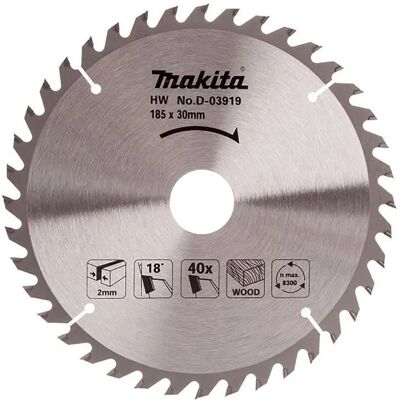 Makita D-03919 - Kreissägeblatt 185mm, 40 Zähne Makita D-03919 - Kreissägeblatt 185mm, 40 Zähne