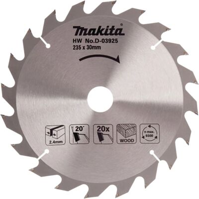 Makita D-03925 Kreissägeblatt - 20 Zähne, 235mm Makita D-03925 Kreissägeblatt - 20 Zähne, 235mm