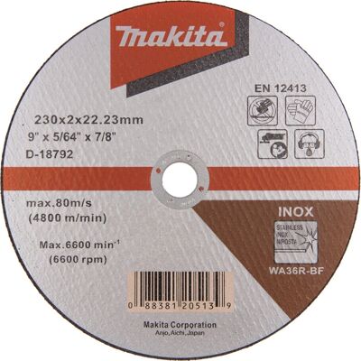 Makita D-18792 Winkelschleifer-Zubehör - 230mm Schneidscheibe Edelstahl Makita D-18792 Winkelschleifer-Zubehör - 230mm Schneidscheibe Edelstahl