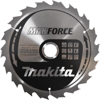 Makita B-08252 Lama circolare - Legno, 18 denti, 235mm Makita B-08252 Lama circolare - Legno, 18 denti, 235mm
